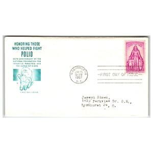 Scott #1054 1957 Polio Fight 3c Stamp First Day Cover FDC Washington DC